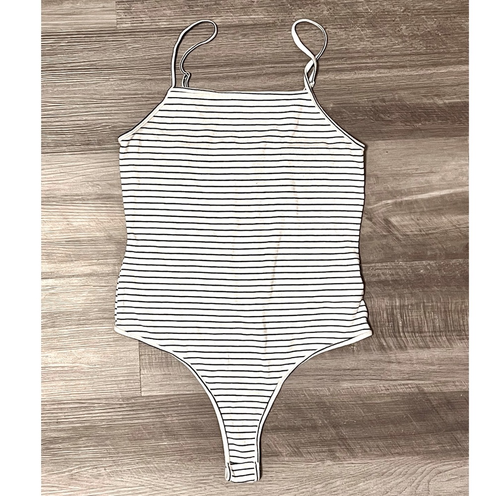 Striped Square-neck Bodysuit